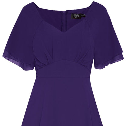 Meredith Comfortable Flattering Floaty Chiffon Dress in Purple