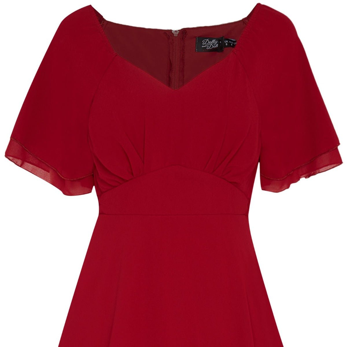 Meredith Comfortable Flattering Floaty Chiffon Dress in Red