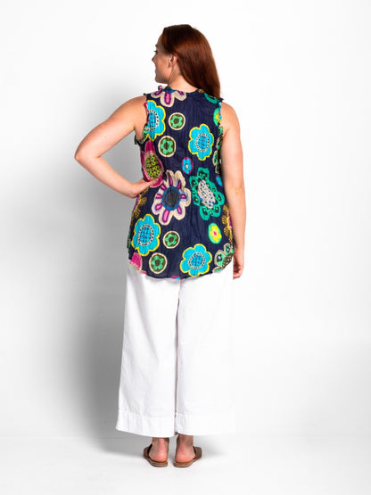 Chilli Top in Blue Deco Floral