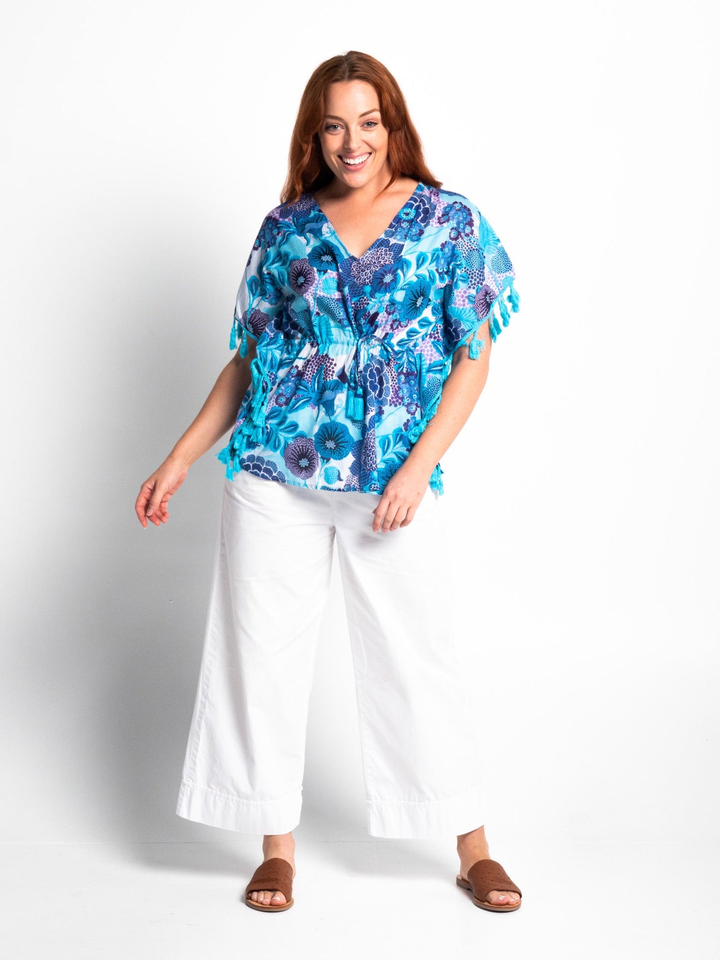 Chilli Tassel Top in Blue Lilac