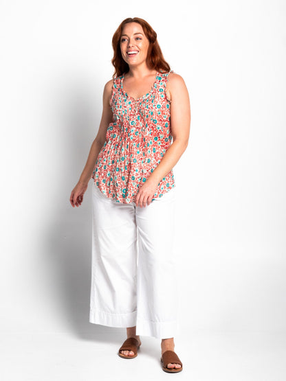 Chilli Top in Red Turquoise Floral