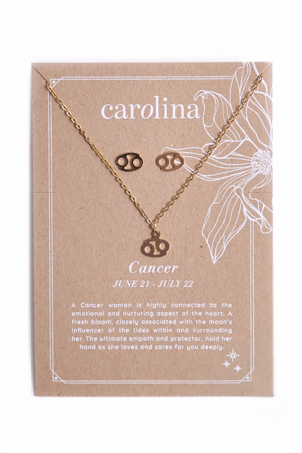 Cancer Zodiac Necklace & Earring Set