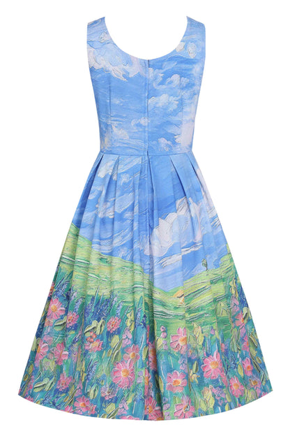 Amanda Cat Adventure Swing Dress In Pastels