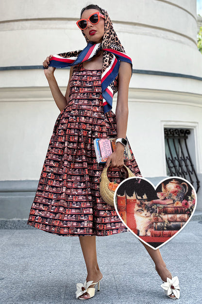 Amanda Cat and Book Swing Dress