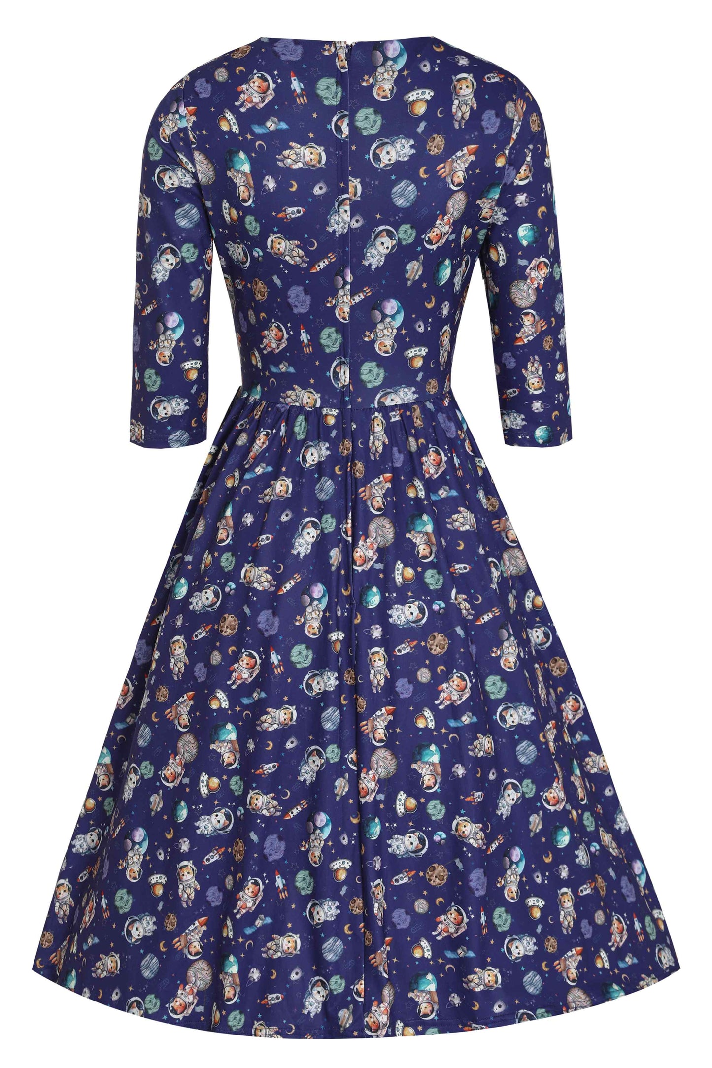 Billie Purple Cat In Space Print Dress