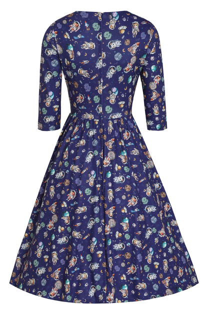 Billie Purple Cat In Space Print Dress