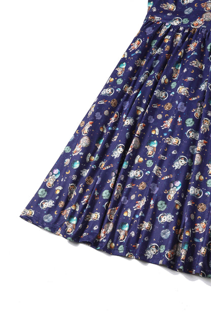 Billie Purple Cat In Space Print Dress