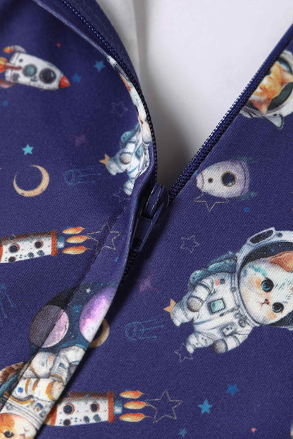 Billie Purple Cat In Space Print Dress