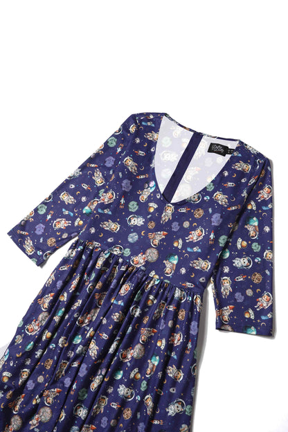 Billie Purple Cat In Space Print Dress