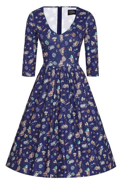 Billie Purple Cat In Space Print Dress