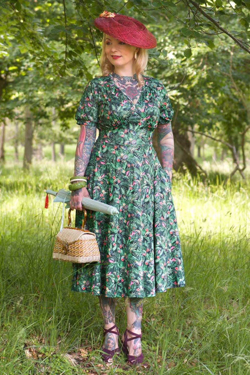 Julia Chameleon Midi Dress In Green