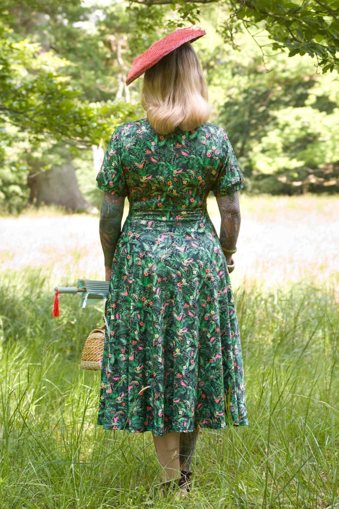 Julia Chameleon Midi Dress In Green
