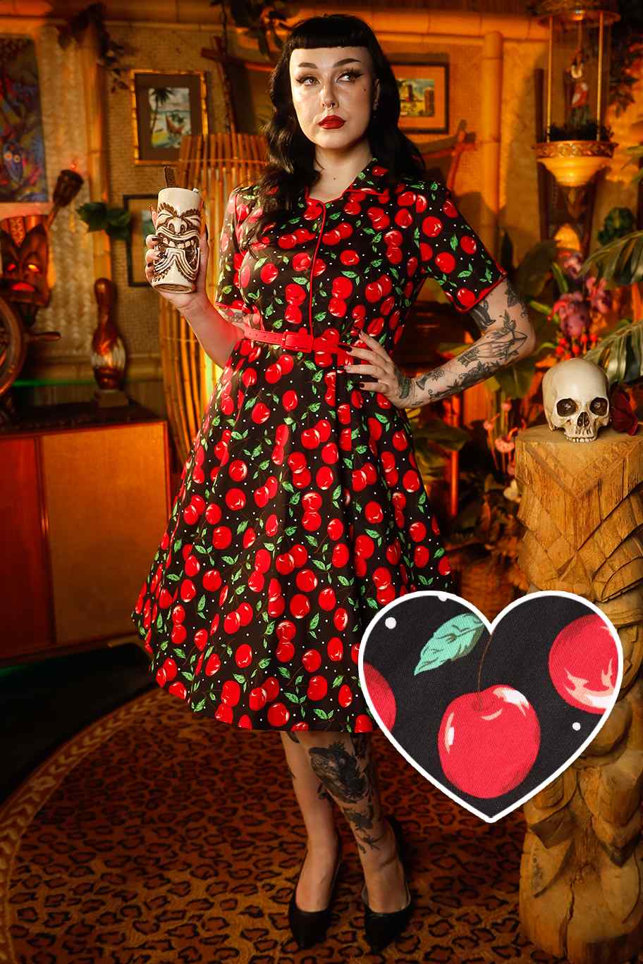 Penelope Cherry Shirt Dress