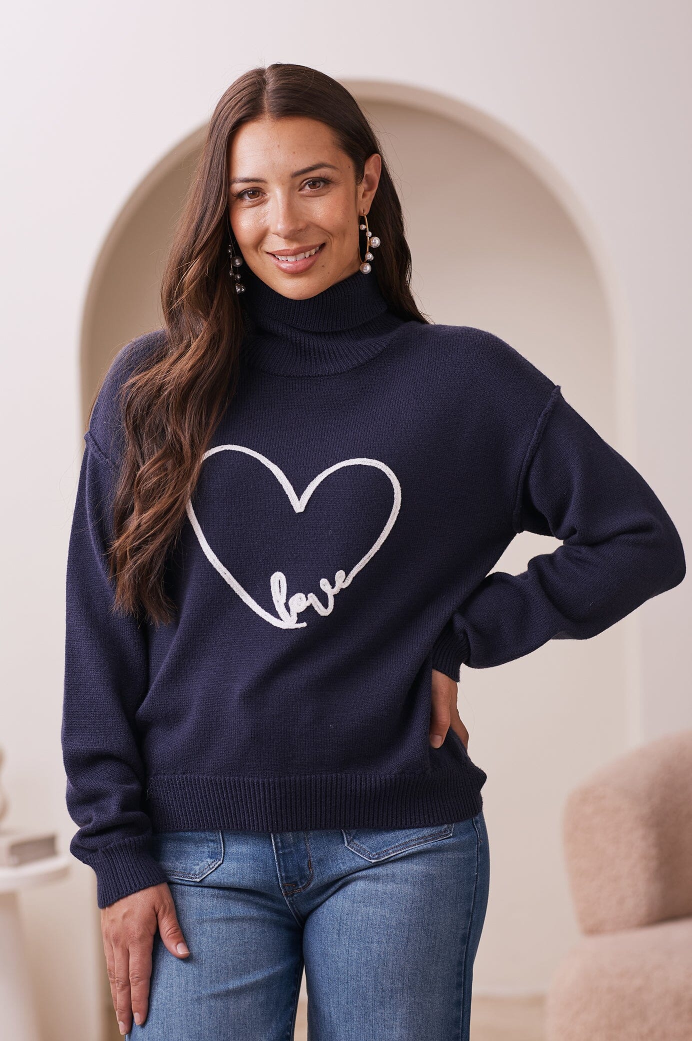 Robyn Heart Jumper Navy