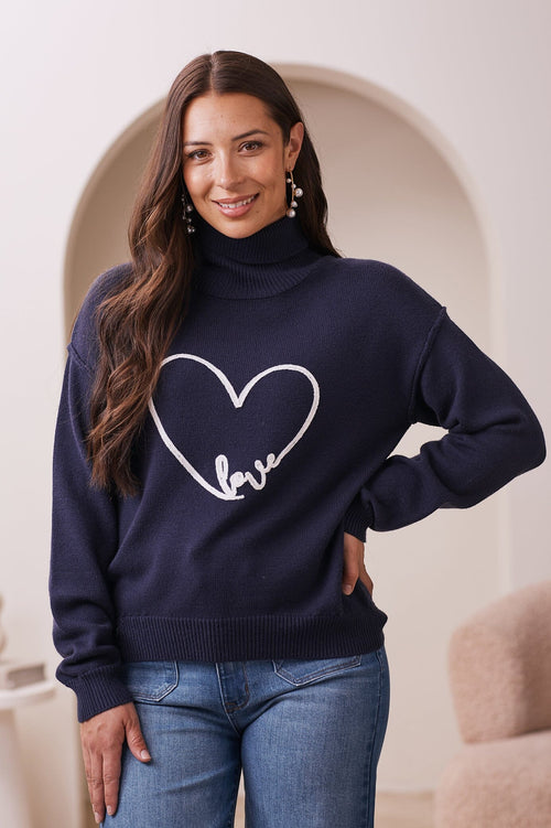 Robyn Heart Jumper Navy