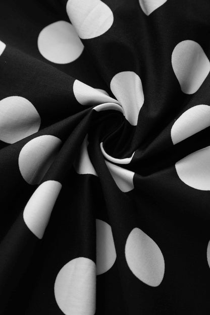 Helen Cotton Midi Dress In Black Spot Print