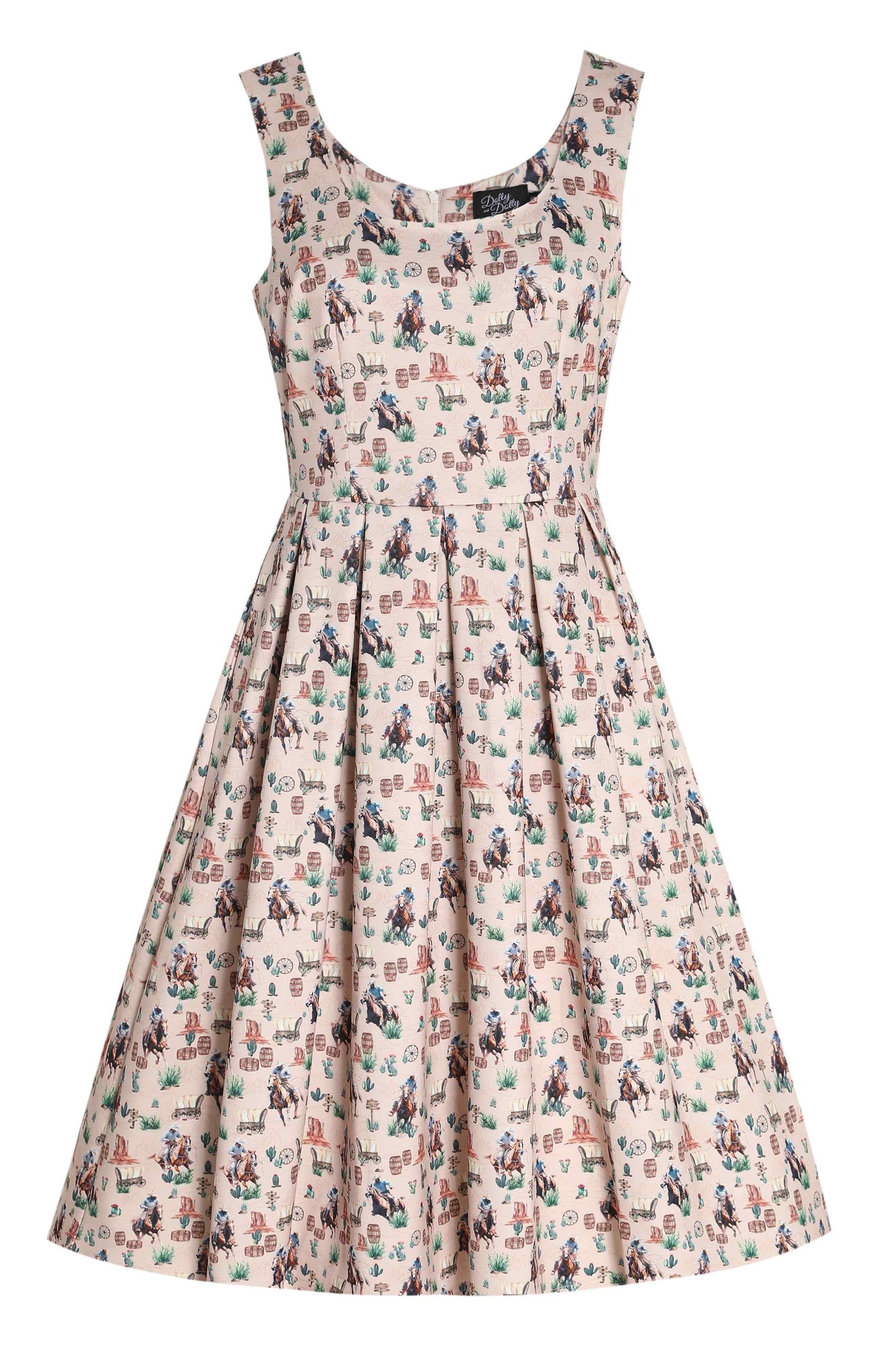 Amanda Cowboy Beige Flared Dress