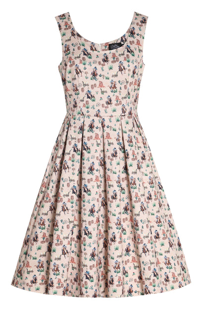 Amanda Cowboy Beige Flared Dress