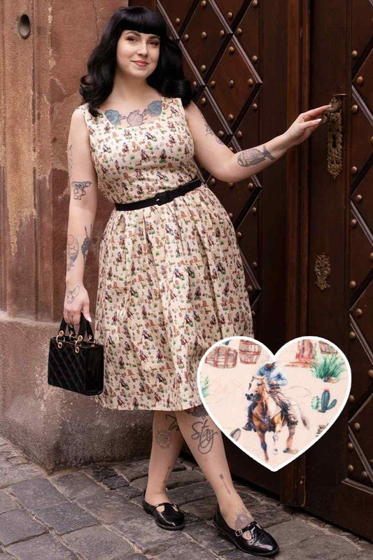 Amanda Cowboy Beige Flared Dress