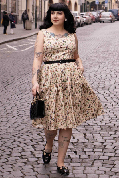 Amanda Cowboy Beige Flared Dress