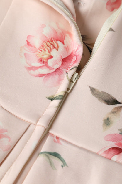 Lily Cream & Pink Peony Off Shoulder Dress