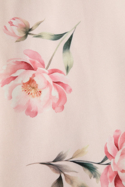 Lily Cream & Pink Peony Off Shoulder Dress