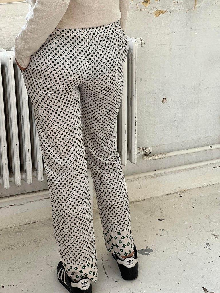 Lona low waist satin pants - Off-white/green