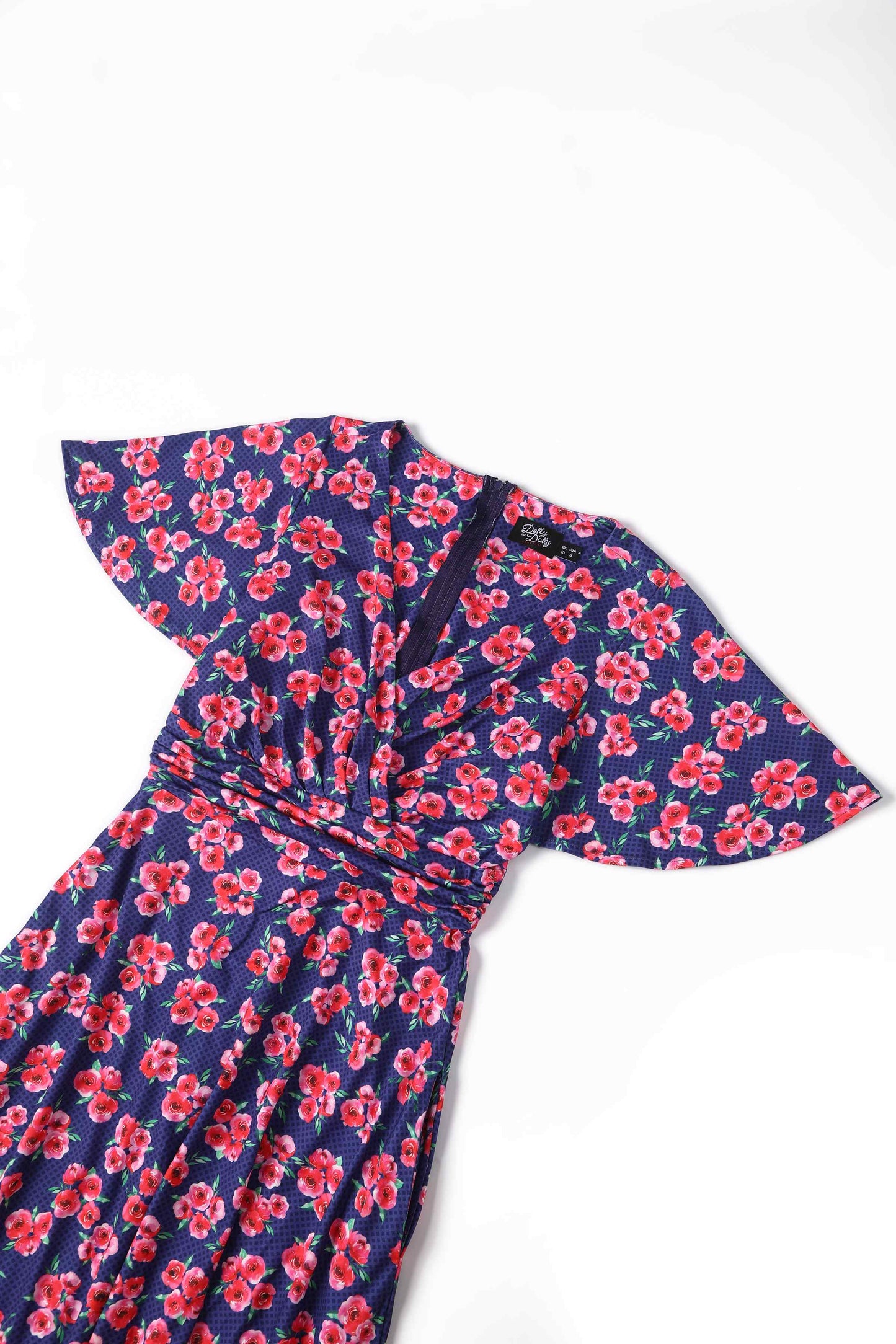 Donna Dark Blue Floral Tea Dress