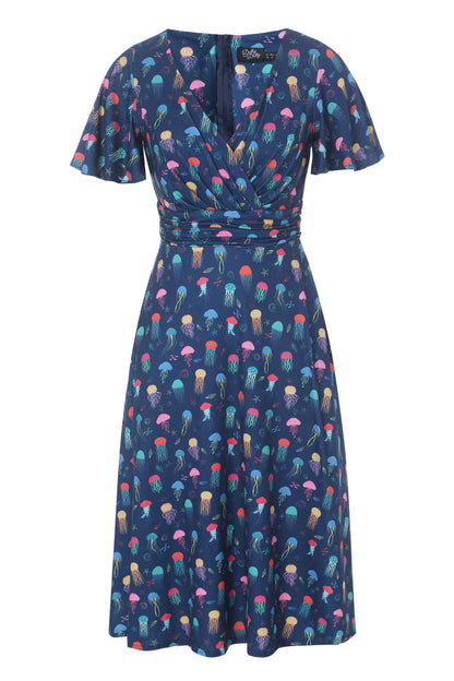 Donna Dark Blue Jellyfish Tea Dress