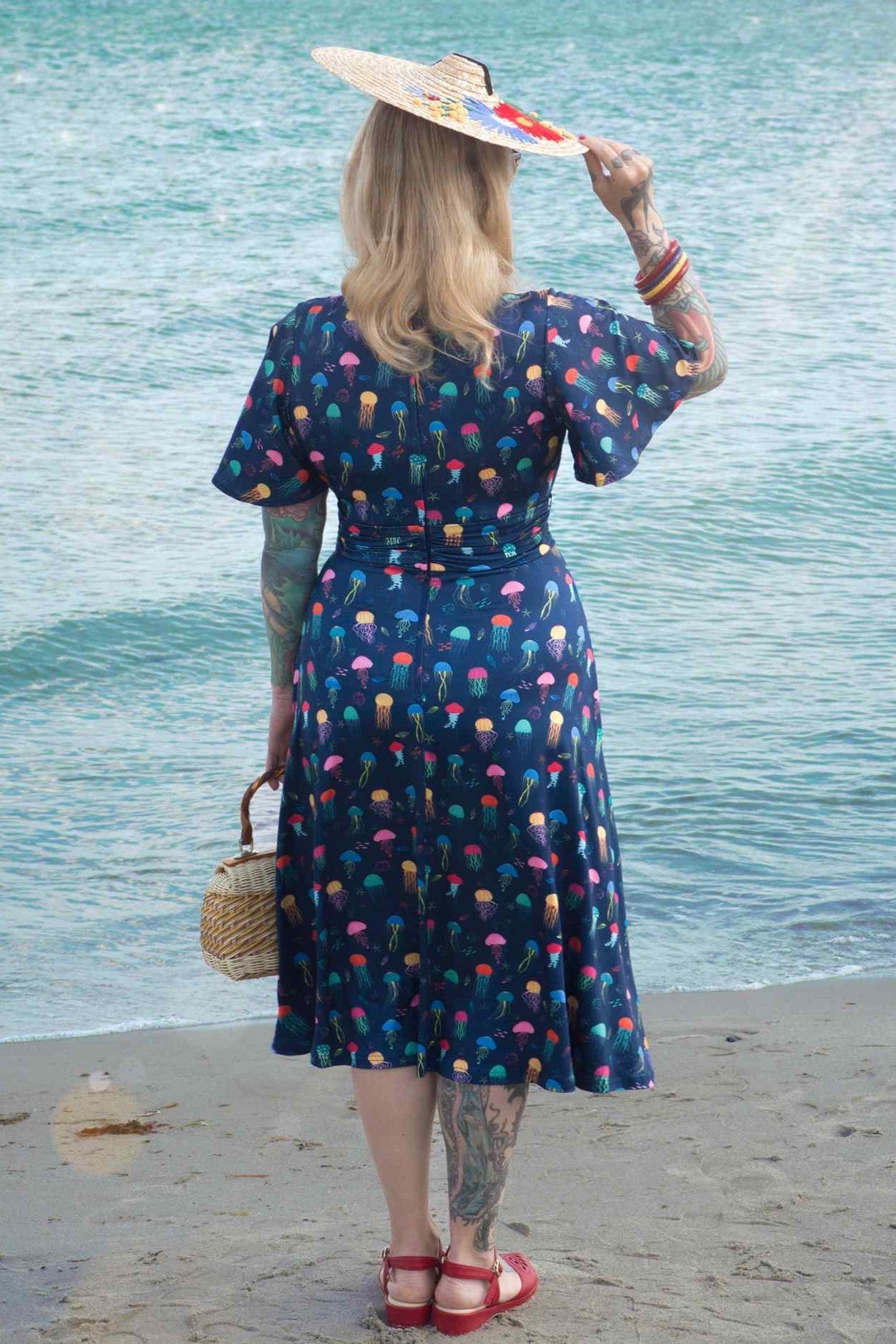 Donna Dark Blue Jellyfish Tea Dress
