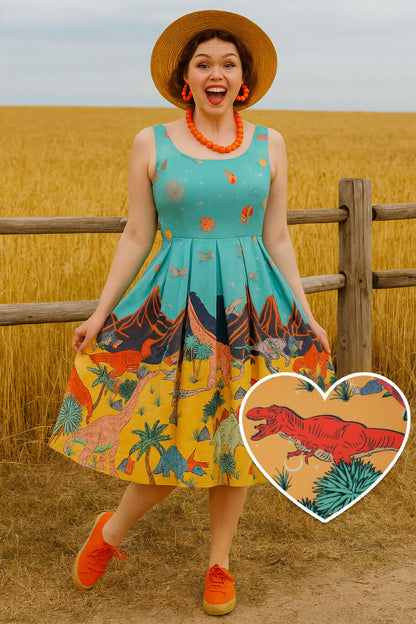 Amanda Dinosaur Extinction Asteroid Dress