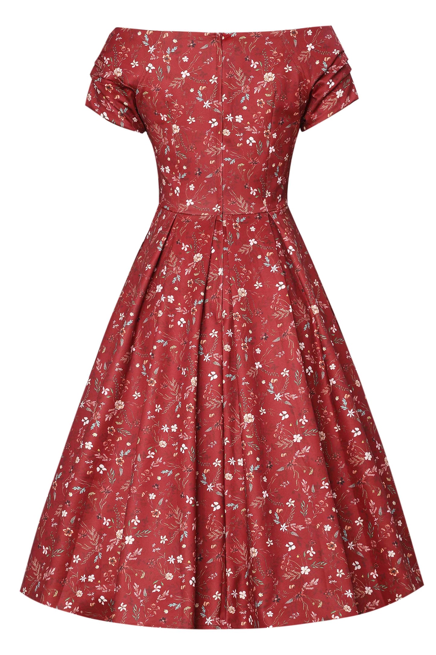 Lily Ditsy Floral Off Shoulder Dress In Red