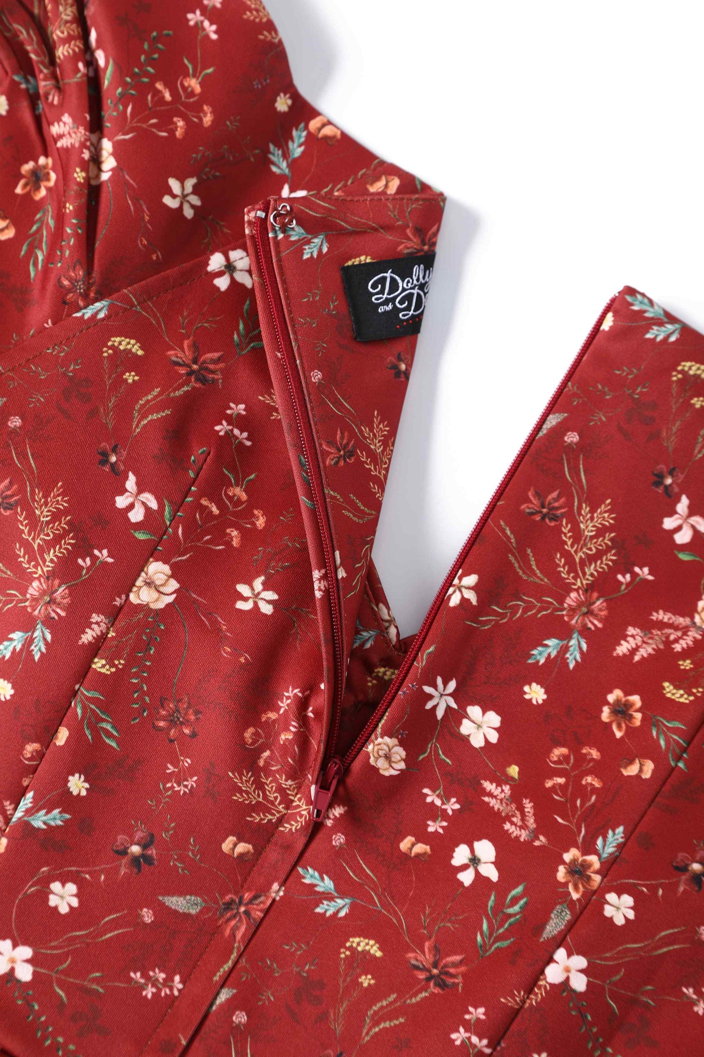 Lily Ditsy Floral Off Shoulder Dress In Red