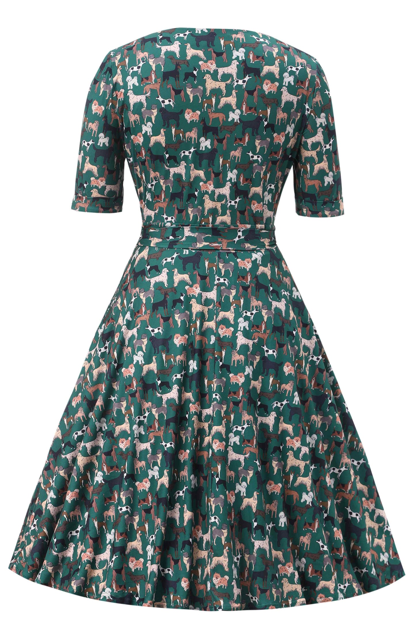 Matilda Dog Lover Wrap Dress In Green