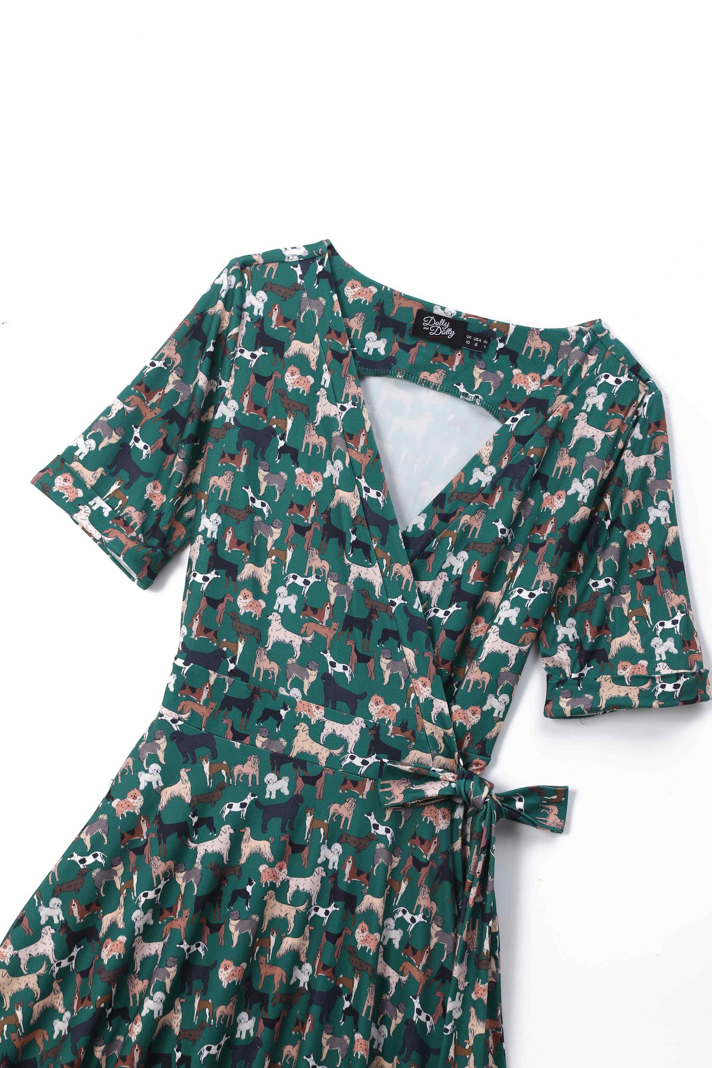 Matilda Dog Lover Wrap Dress In Green