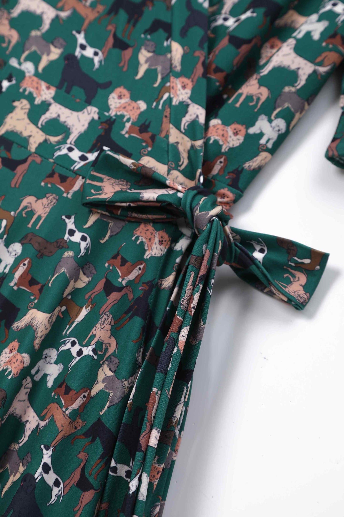 Matilda Dog Lover Wrap Dress In Green