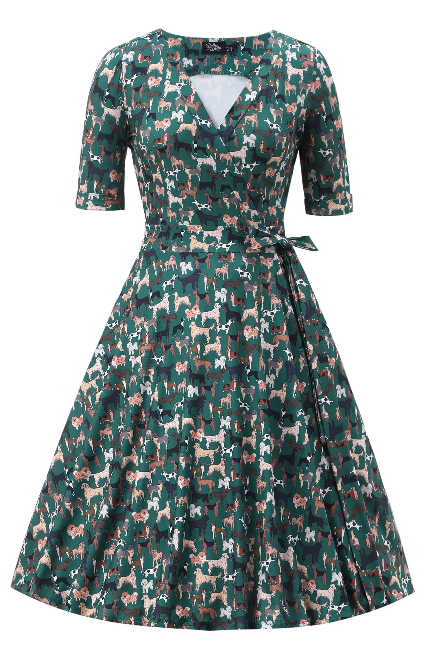 Matilda Dog Lover Wrap Dress In Green
