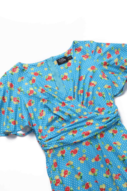 Donna Polka Dot Citrus Tea Dress