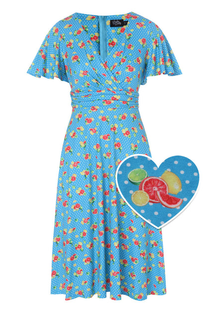 Donna Polka Dot Citrus Tea Dress