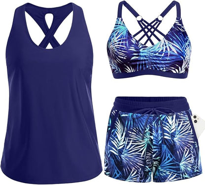 3 Piece Tankini with Shorts🔥