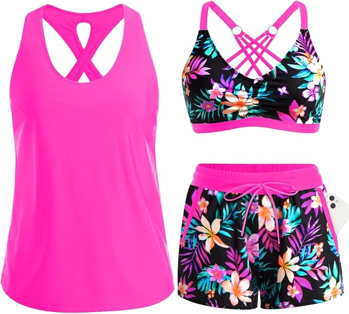 3 Piece Tankini with Shorts🔥