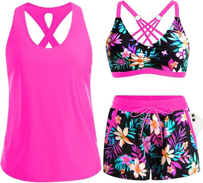 3 Piece Tankini with Shorts🔥