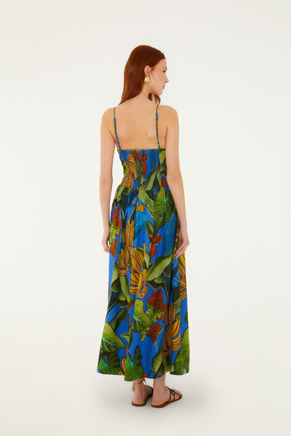 Blue Banana Grapes 3d Bodice Sleeveless Maxi Dress