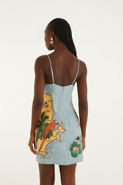 Blue Beaches Path Ballon Mini Dress