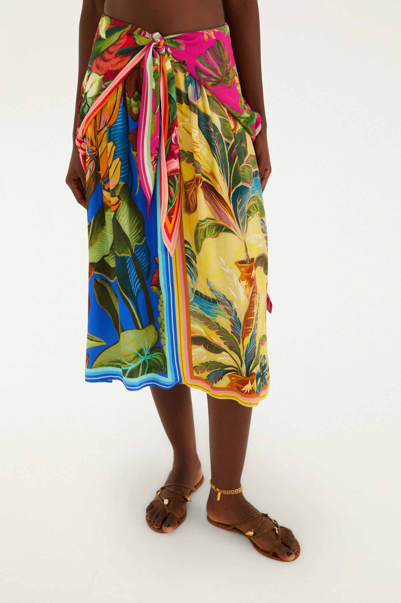 Multicolor Rainbow Summer Mixed Scarves  Midi Skirt