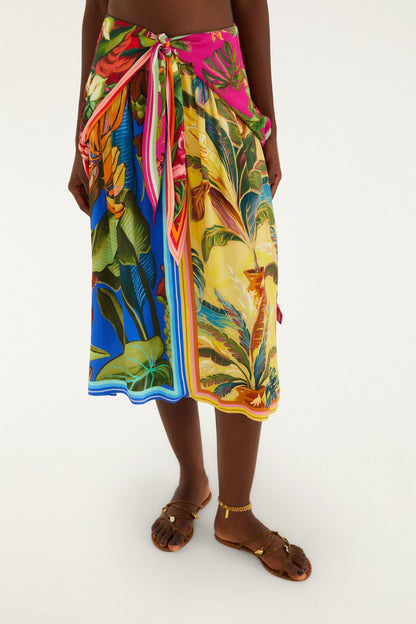 Multicolor Rainbow Summer Mixed Scarves  Midi Skirt