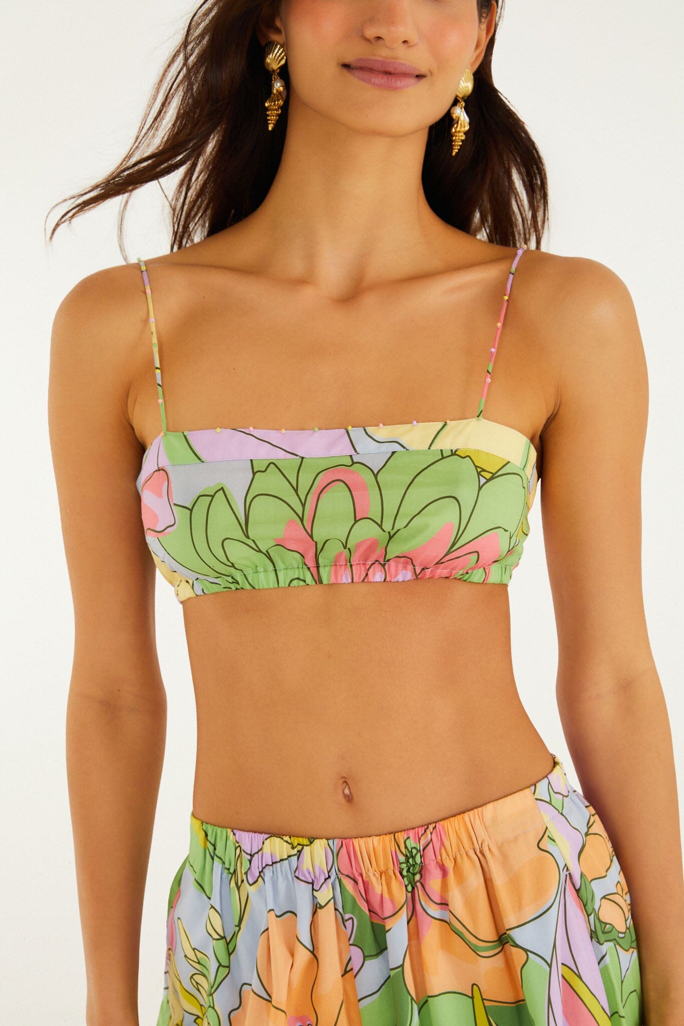 Multicolor Spring Affair Beaded  Crop Top