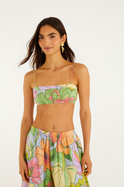 Multicolor Spring Affair Beaded  Crop Top