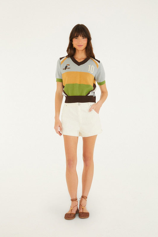 Multicolor Toucan Short Sleeve Knit Top