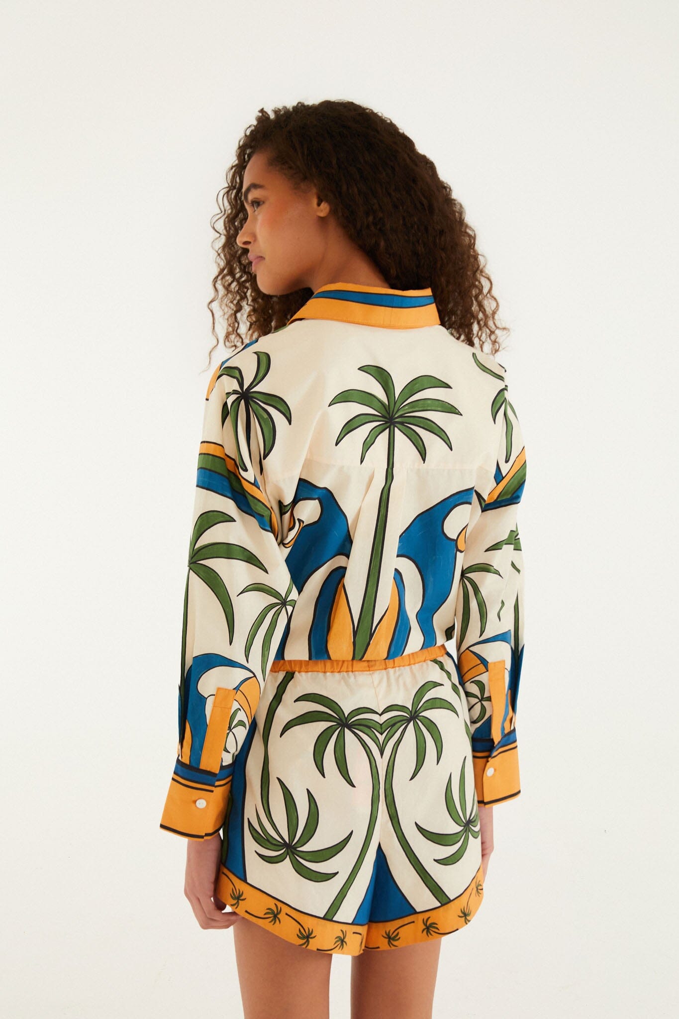 Multicolor Tropical Graphic Drawstring Pockets Shorts